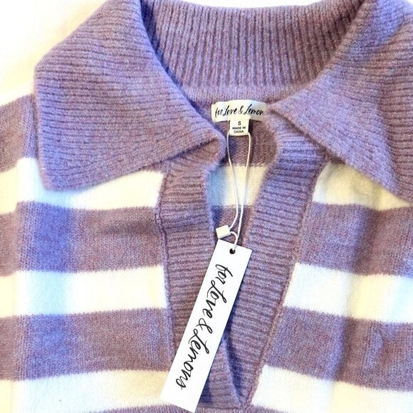 NWT For Love and Lemons Striped Maud Boxy Crop Wide Sleeve Sweater - Small - Picture 3 of 9